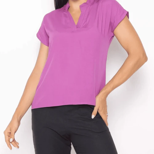 Blusa Feminina de Viscose com Decote em V - Rosa - 3458