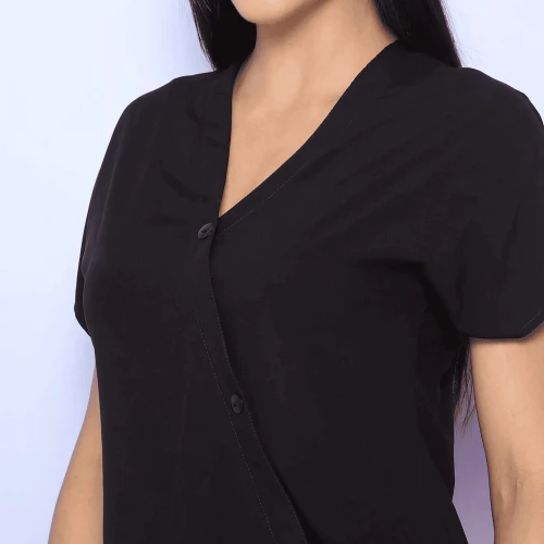 Blusa Feminina de Viscose com Decote em V - Preta - 3458