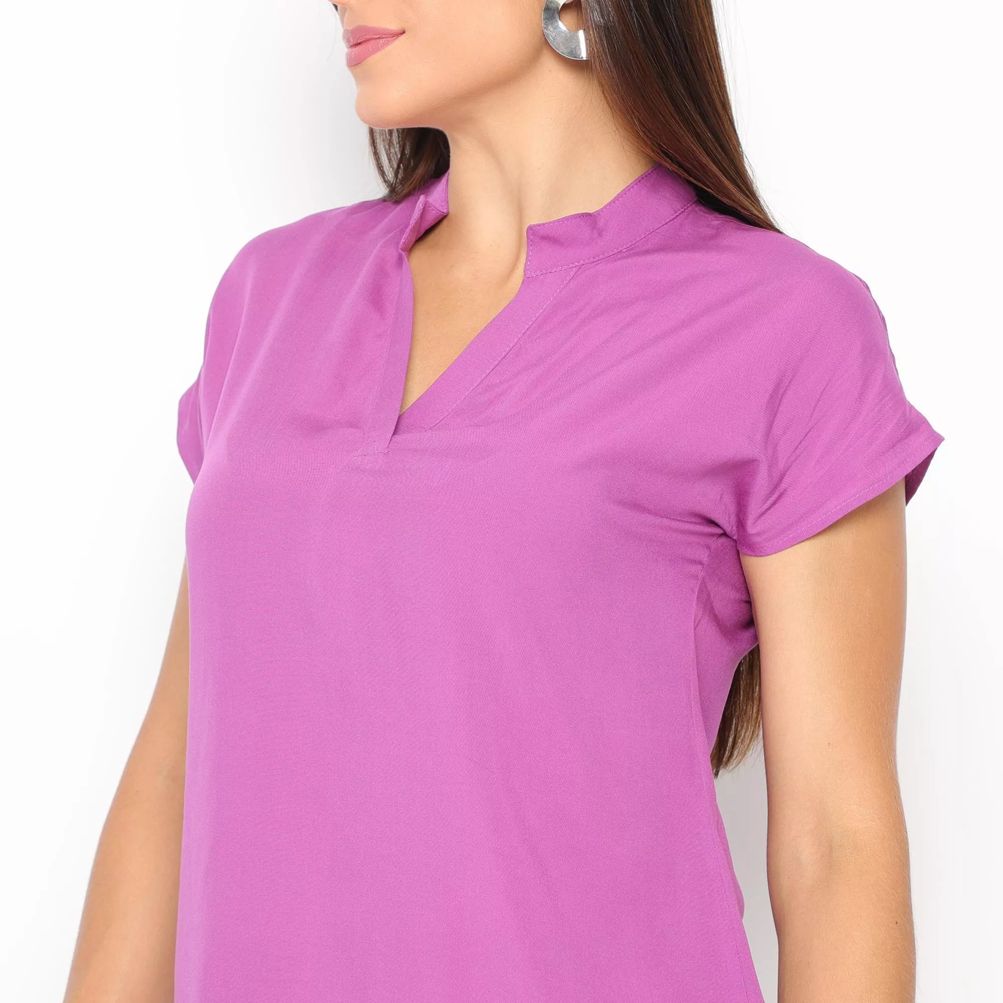 Blusa Feminina de Viscose com Decote em V - Rosa - 3458