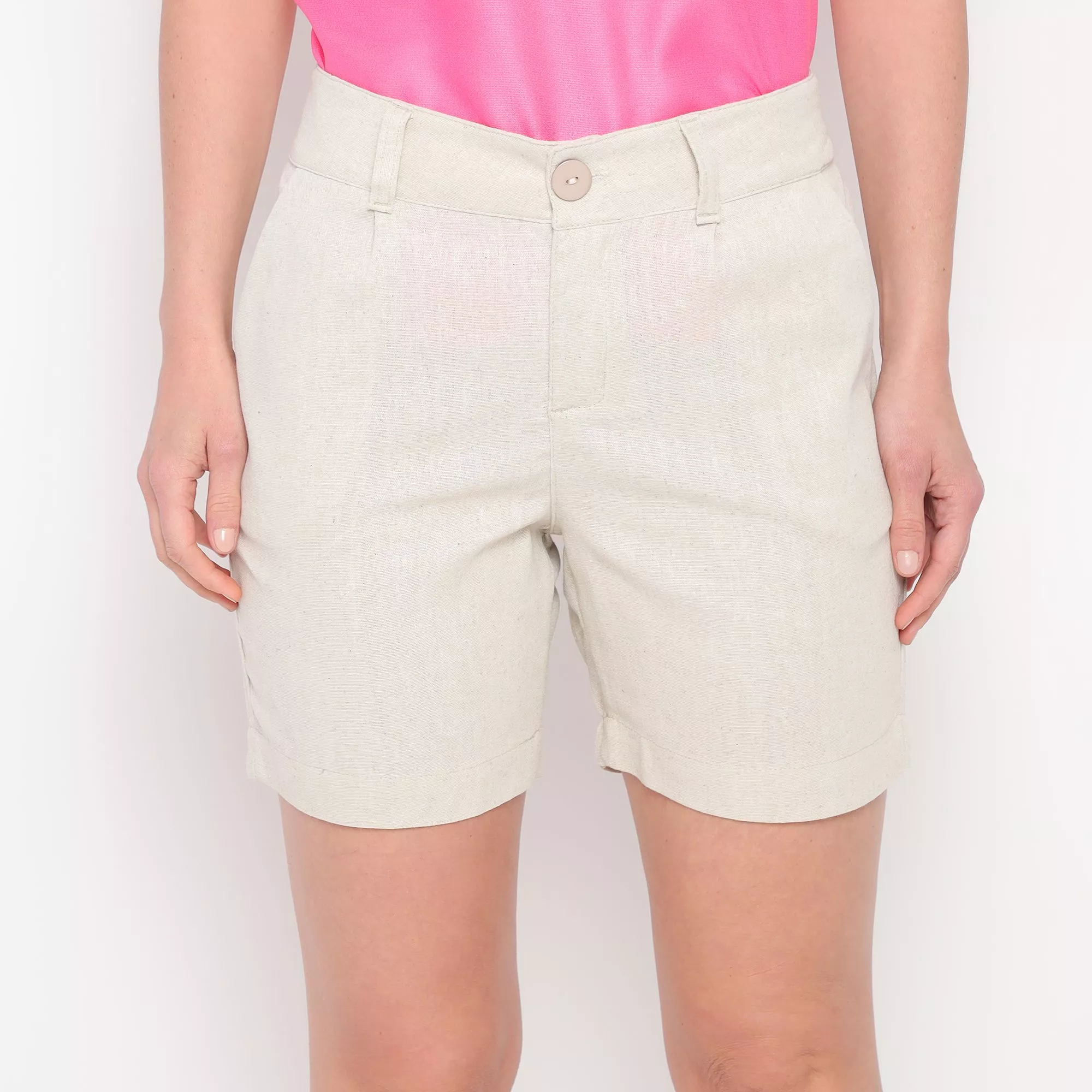 Shorts de Linho Feminino - Bege Claro - 3508 